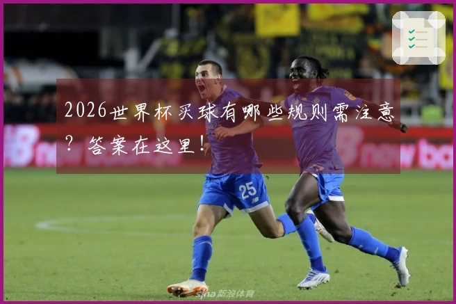 2026世界杯买球有哪些规则需注意？答案在这里！